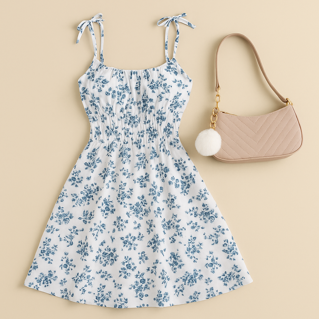 Sommer-Set: Blumenkleid + Handtasche Gratis